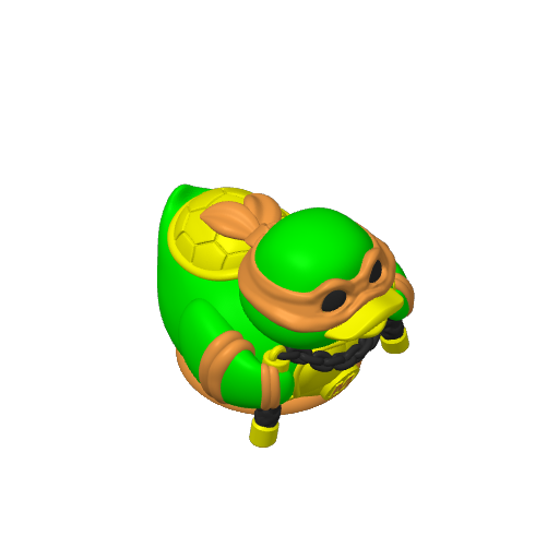 Orange Masked Party Turtle Dash Duck (3D render, made to order)
