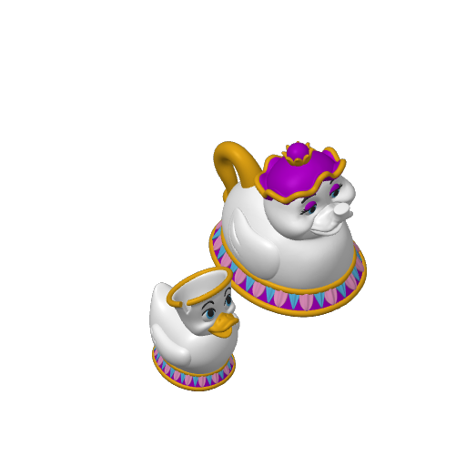 Teapot And Teacup Duo Dash Duck (3D render, made to order)