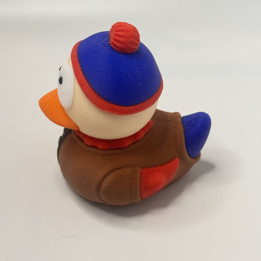 Rage-Fueled Blue-Beanie Parka Duck - side view