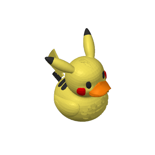 Yellow Electric Cheek Rodent Dash Duck (Version 3) (3D render, made to order)
