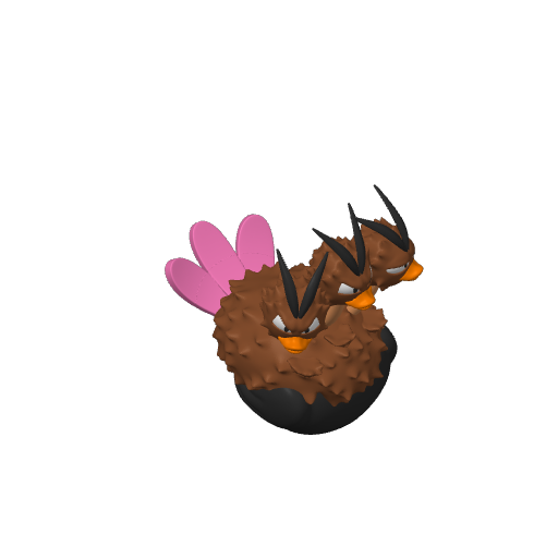 Three Headed Flightless Bird Dash Duck (3D render, made to order)