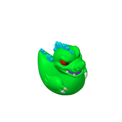 Green Roaring Cartoon Dinosaur Dash Duck (3D render, made to order)