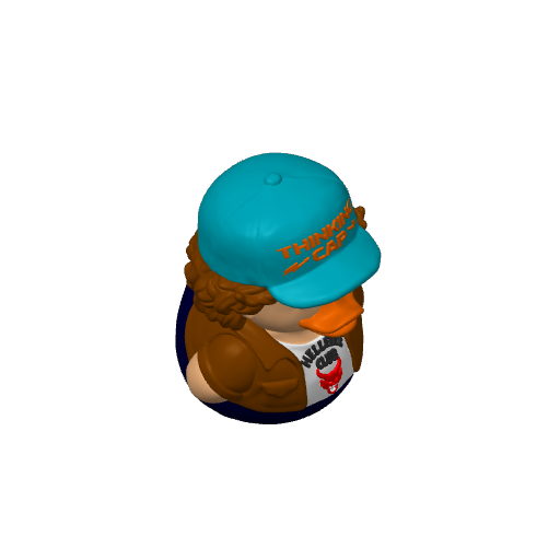 Curly Haired Gap Toothed Cap Kid Dash Duck (3D render, made to order)