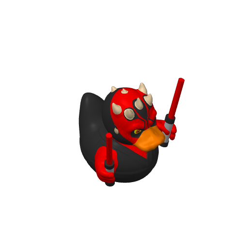 Horned Red Black Dual Blade Villain Dash Duck (3D render, made to order)