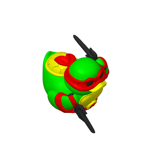 Red Masked Hothead Turtle Dash Duck (3D render, made to order)