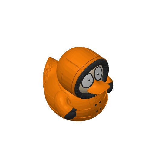 Orange Parka Hooded Kid Dash Duck (3D render, made to order)