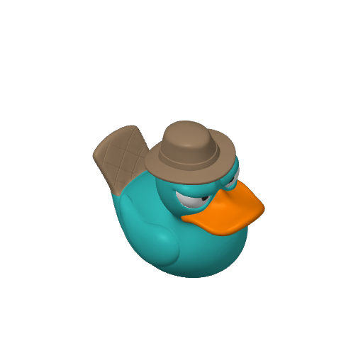 Teal Fedora Secret Agent Dash Duck (3D render, made to order)