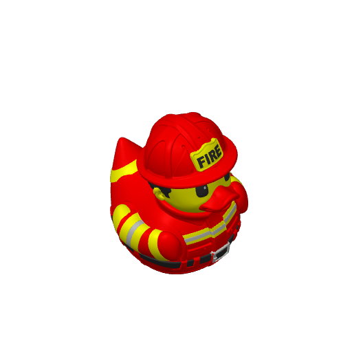 Helmeted Hose Carrying Rescuer Dash Duck (3D render, made to order)